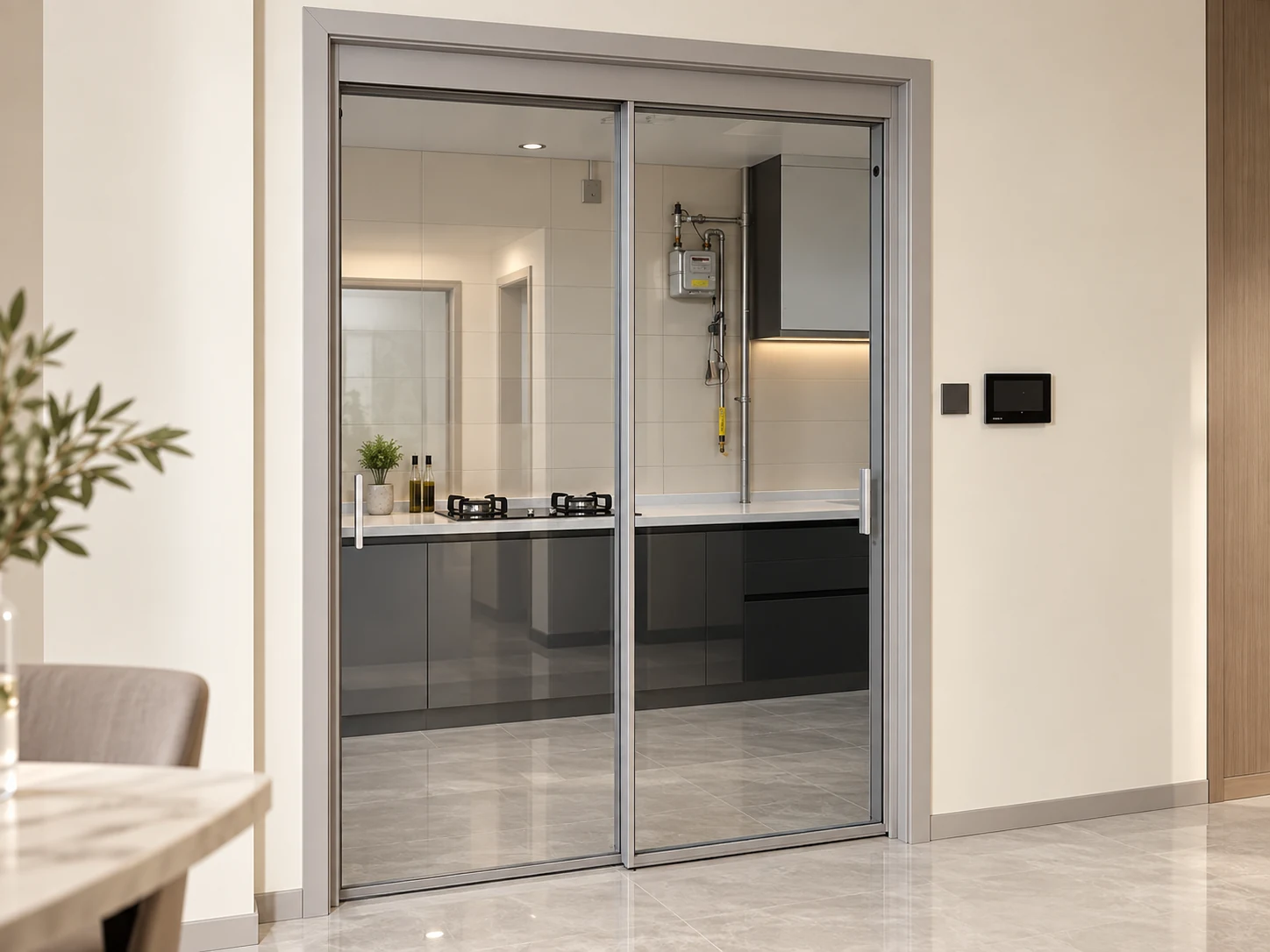 Kitchen sliding glass door